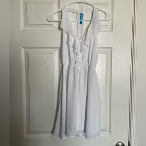 Francesca's Collections White Ruffle Mini Dress